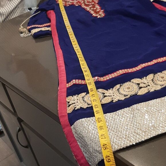 Homemade Indian Blue and Pink Dress with Silver Tassels - Picture 8 of 11